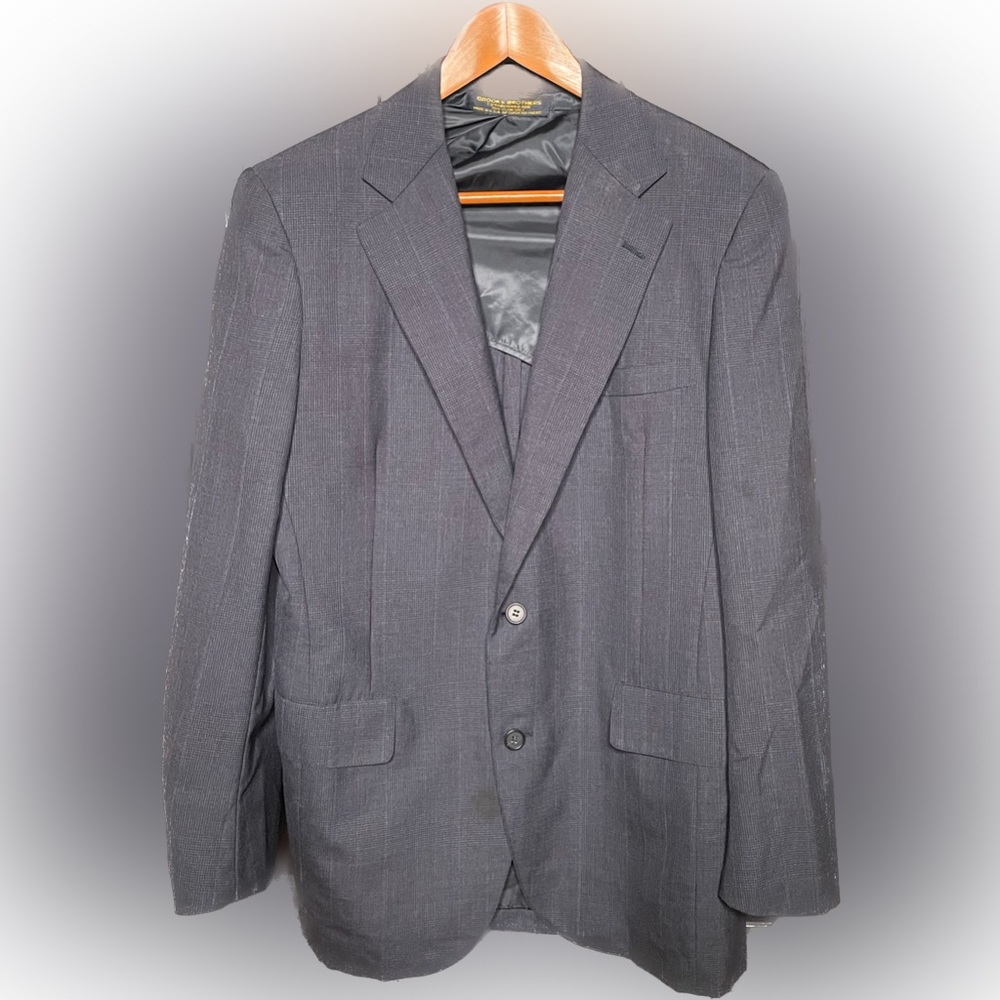 Mens Suit Jacket 38R Brookes Brothers - 100% Pure Wool | Dark Blue - Gle…